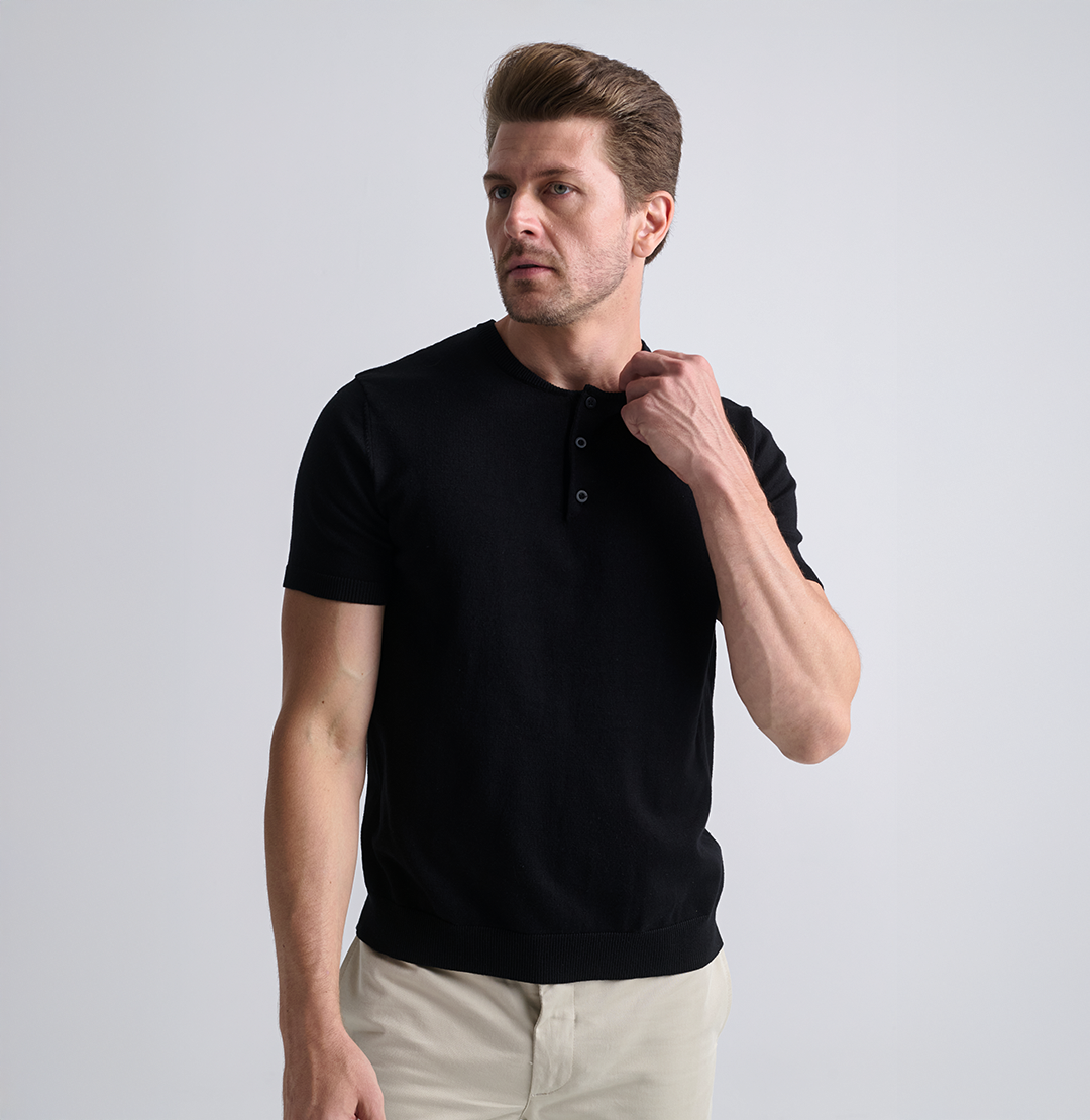 Camisa Henley Tricot Minimal